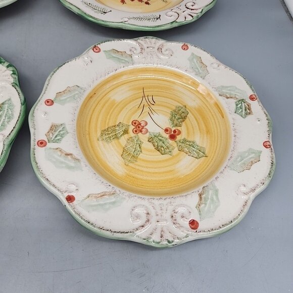 Set Of 4 Royal Norfolk Christmas Stoneware Dessert/Salad Plate  8.5" - Picture 5 of 7